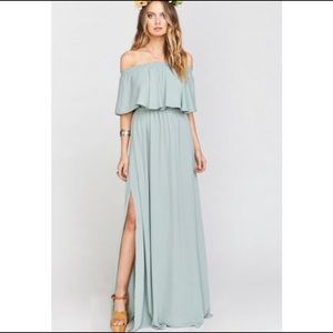 NWOT SMYM Hacienda Off Shoulder Bridesmaids Dress